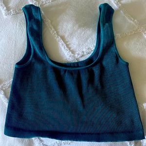 Free People Happiness runs square neck ribbed crop tank m/l